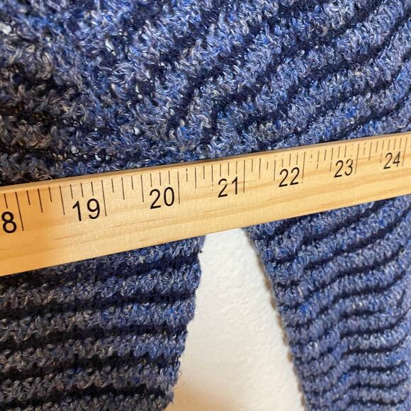 Theyskens Theory Navy Open Knit Striped Linen Silk Blend Crewneck Sweater Size M - Picture 5 of 6